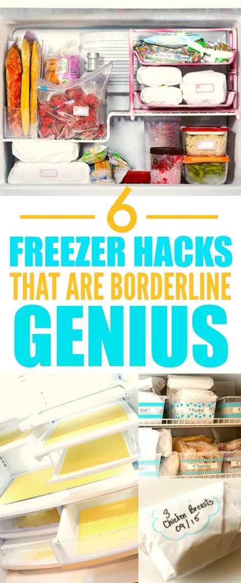 These 6 Organization Freezer Hacks are THE BEST! I'm so happy I found these AMAZING tips! Now my freezer will finally be clutter free! Definitely pinning for later! Fridge Organization Hacks, Freezer Hacks, Best Hacks, Freezer Organization, Organizing Hacks, Refrigerator Organization, Clutter Organization, Fridge Organization, Good Ideas