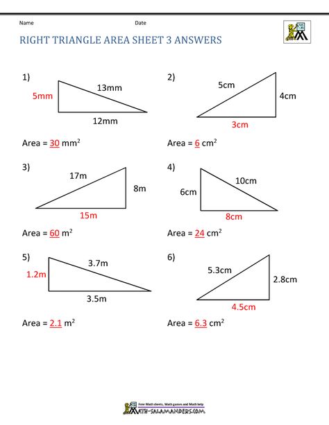 Find the missing side lengths using Pythagoras' theorem and then use the base and perpendicular height to work out the area. Area Of Triangles, Area Of A Triangle, Pythagoras Theorem, Area And Perimeter Worksheets, Gcse Maths Revision, Third Grade Math Worksheets, Graphing Inequalities, Area Worksheets, Perimeter Worksheets