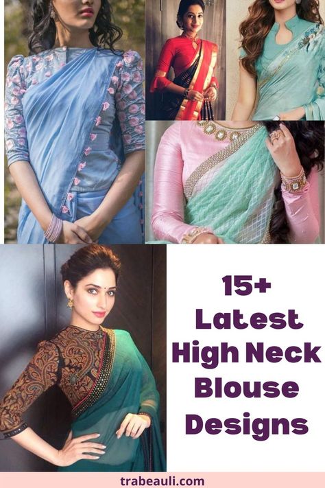 Latest high neck blouse designs for your beautiful looks. Blouse Designs Front And Back, High Neck Blouse Designs, Cotton Blouse Pattern, Neck Blouse Designs, Black Color Hairstyles, Latest Blouse Neck Designs, Blouse Tops Designs, Color Hairstyles, Blouse Designs High Neck