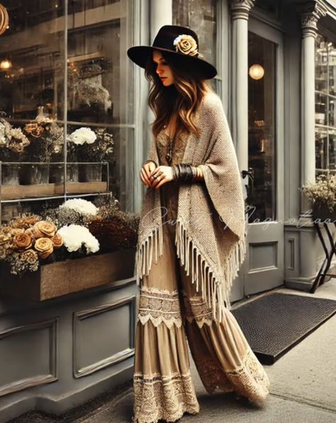 Gypsycore Fashion Aesthetic, Bohemian Winter Style, Gypsycore Outfits, Hippie Fashion Aesthetic, Modern Hippie Fashion, Hippie Winter Outfits, Gypsycore Fashion, Bohemian Style Winter, Modern Hippie Style