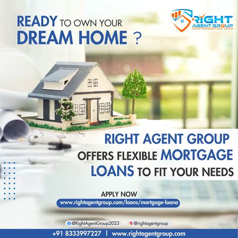 🏠✨ Dreaming of owning your own home? Right Agent Group is here to make it happen! With our flexible mortgage loan options, we cater to your unique financial needs and help you secure the best deal. Visit Right Agent Group - Mortgage Loan today and take the first step towards your dream home. Your future starts here! 👉 Apply Here rightagentgroup.com For more queries, call us at 📞 8333997227. #rightagentgroup #personalloan #loan #loans #businessloan #finance #property #PersonalLoans #healthinsu... Mortgage Loan, Business Loans, Mortgage Loans, Personal Loans, Take The First Step, Make It Happen, Best Deal, Loans, Dream Home