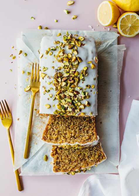 Pistachio & Cardamom Lemon Drizzle Cake - So Vegan Lemon Pistachio Cake, Pistachio Cardamom, Cardamom Cake, Cake Dip, Lemon Drizzle Cake, Drizzle Cake, Pistachio Cake, Lemon Drizzle, Loaf Cake