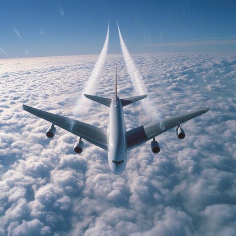 Soaring Above Clouds: A majestic commercial airplane flies high above the fluffy white clouds, leaving a trail in its wake. #airplane #clouds #sky #flying #aviation #travel #jet #altitude #aiart #aiphoto #stockcake https://ayr.app/l/ogD6 Flying Through Clouds, Airplane Clouds, Commercial Airplane, Above Clouds, London City Airport, Emirates Airline, Cloud Photos, Sao Jose, Air New Zealand