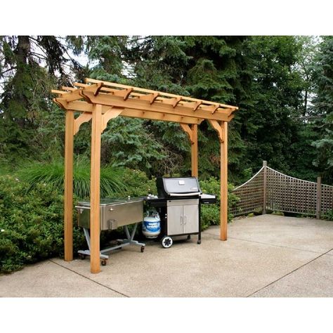 Creekvine Designs Cedar New Dawn 10 Ft. W x 3 Ft. D Solid Wood Pergola | Wayfair Courtyard Pergola, Curved Pergola, Diy Bamboo, Garage Pergola, White Pergola, Small Pergola, Cheap Pergola, Pergola Swing, Pergola Lighting