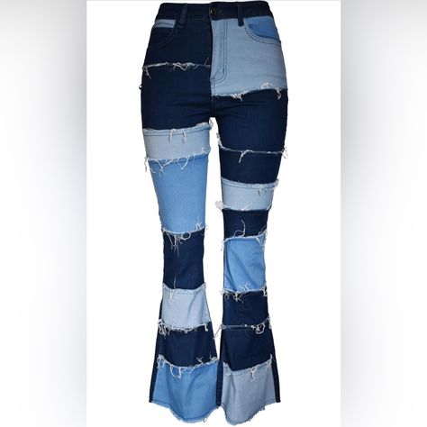 Brand: Aodrusa From Amazon Fabric Type: 73% Cotton 14% Rayon 11% Polyester 2% Spandex Patchwork Design Soft And Comfortable Fit Never Worn Amazon Fabric, Patchwork Flare Jeans, Jeans Raw Hem, Marc Fisher, Patchwork Designs, Brand Colors, Pretty Things, Flare Jeans, Comfort Fit