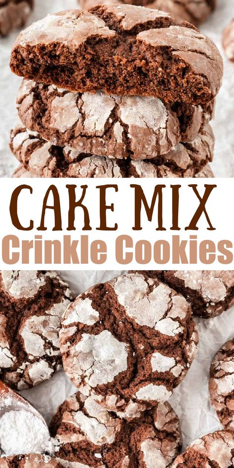 Crinkle Cookies From Cake Mix Easy, 3 Ingredient Crackle Cookies, Devils Food Cake Crinkle Cookies, Cake Crinkle Cookies Recipe, Easy Crinkle Cookies Recipe, Reese Crinkle Cookies, Cake Mix Crinkle Cookies 4 Ingredients, Cake Mix Crackle Cookies, Easy Crinkle Cookies 4 Ingredients