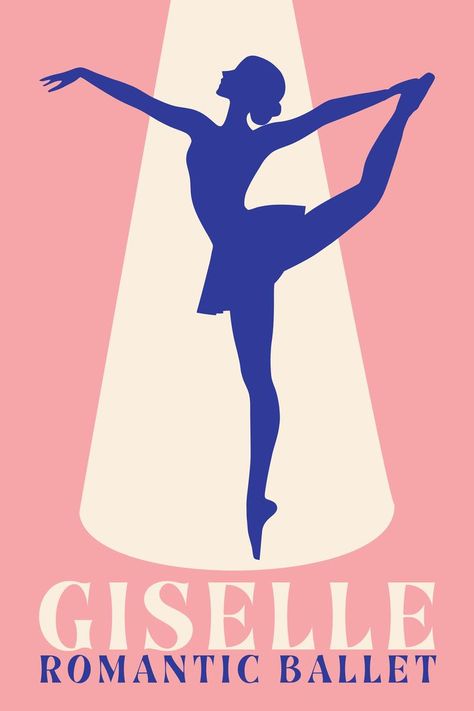 Dance Poster Design Graphics, Dance Event Poster, Ballet Artwork, Dance Poster Design, Giselle Ballet, Poster Dance, Ballet Terms, Ballet Wall Art, Ballet Design