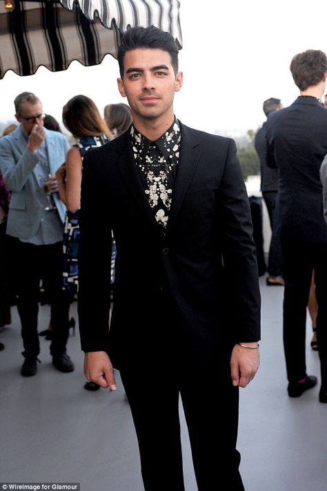 Joe Jonas Lavish Dinner, Groom Suit Grey, Groom Style Wedding, High Split Dress, Pocket Square Wedding, Rumer Willis, Chateau Marmont, Wedding Suits Groom, Glamour Magazine