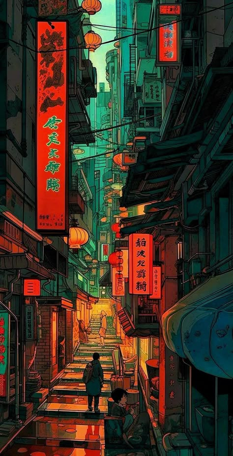 Japan Street, Soyut Sanat Tabloları, Japon Illustration, Japan Aesthetic, Cool Wallpapers Art, Fantasy Art Landscapes, Cyberpunk Art, Art Generator, 판타지 아트