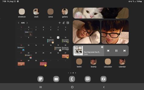samsung homescreen booknotiontemplate Samsung Tablet Aesthetic Layout, Tab Homescreen Ideas, Samsung Tab Homescreen Ideas, Samsung Tab Homescreen, Tablet Layouts Samsung, Tablet Layouts, Tablet Homescreen, Note Widget, Samsung Homescreen