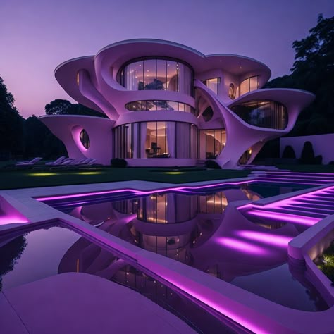 Purple House Aesthetic, Purple Lifestyle, Dream House Mansions, 80s Interior Design, Car Flash, Luxury Homes Exterior, Crazy Houses, The Matterhorn, Dream Mansion