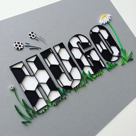 Quilling Typography, Sports Day Decoration, Quilling Letters, Quilling Pattern, Soccer Birthday Parties, Paper Quilling Cards, Desain Quilling, Quilled Paper Art, Quilled Creations