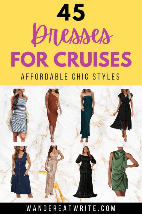 Looking for the best cruise dresses for women? Get the top 45 dresses for cruises for event event on an off the ship, from casual sundresses to cruise dresses for formal night and classy options for women over 50 and plus size // cruise dresses casual | cruise dresses dinner | cruise dress ideas | cruise dressup night | dresses for cruise dinner | dresses for cruise ship Dresses For Cruise Dinner, Formal Cruise Outfits For Women, Cruise Dresses Formal Night, Formal Night On Cruise Dresses, Cruise Formal Night Outfit Women, Dresses For Cruises, Dresses For Cruise, Night Outfits Plus Size, Cruise Formal Night