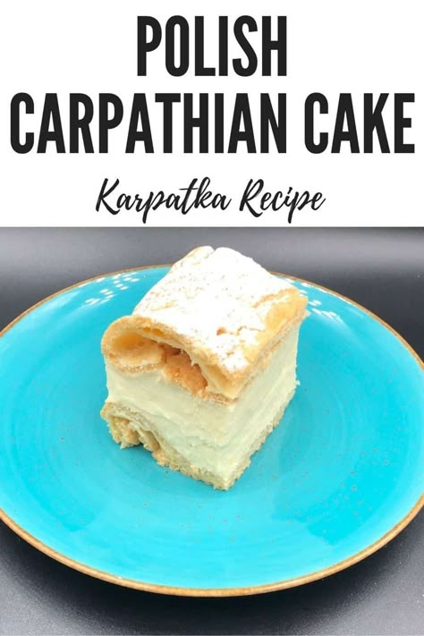 Authentic Polish Carpathian Cake Karpatka Recipe Polish Food Traditional, Polish Desserts, Czech Recipes, Dough Ingredients, Carpathian Mountains, Shortcrust Pastry, Polish Recipes, Cannoli, Cake Toppings