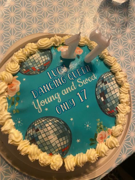 Dancing Queen 17th Birthday Cake, Dancing Queen Young And Sweet Only 17, Young And Sweet Only 17 Cake, 17 Birthday Cake Ideas, 17th Birthday Cake Aesthetic, 17th Birthday Cake Ideas, Dancing Queen Cake, Young And Sweet Only 17, 17th Birthday Cake