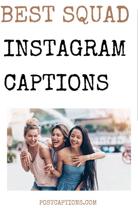 We have rounded up 85 excellent squad captions to ensure your post stands out among all the rest! Squad Instagram captions| Girl squad captions| Captions for group pics| Group captions for friends| Funny group captions| Friends captions for Instagram Girl Friends Captions Instagram, Instagram Captions Group Picture, Team Captions Instagram, Squad Instagram Captions, Squad Goals Quotes, Friends Meet Up Caption, Group Picture Captions, Caption For Friends Group, Caption For Group Photo