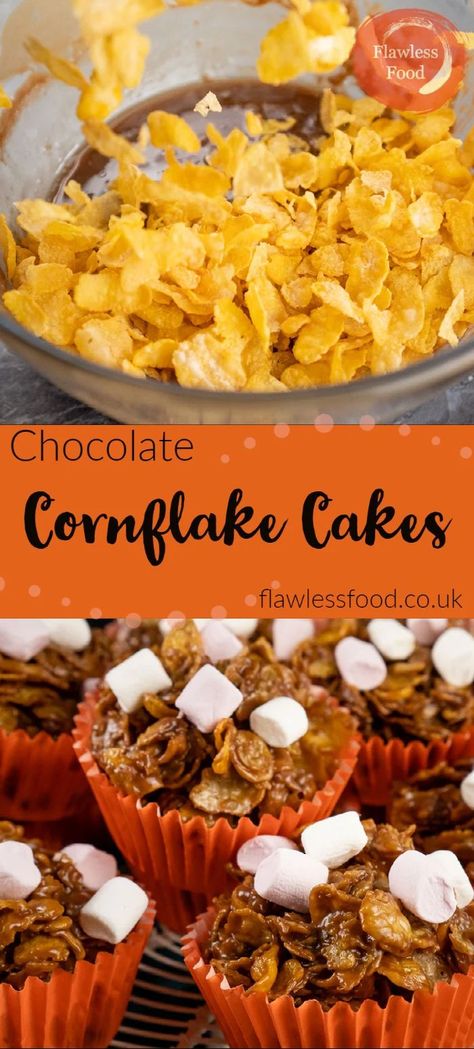 Chocolate Cornflake Cakes are a no bake recipe perfect for kids who want to help make cakes, they are super quick and easy to make with only 4 ingredients. Ready in less than 15 minutes without any… More No Bake Cake Recipe, Cornflake Cakes, Chocolate Cornflake Cakes, Cornflake Recipes, Cornflake Cake, International Snacks, No Bake Recipe, Baking Recipes For Kids, Cake Recipes For Kids