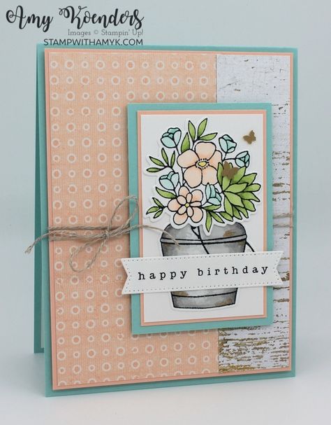 Stampin’ Up! Country Flowers Birthday Card for Sunday Stamps – Stamp With Amy K Stampin Up Your Perfect Day, Stamped With Love Stampin Up Cards, New Stampin Up 2024, Fall Stampin Up Cards, Flowers Of Beauty Stampin Up Cards, Stampin Up Country Flowers, Country Flowers Stampin Up Cards, Earthen Textures, Stampin Up Birthday Cards