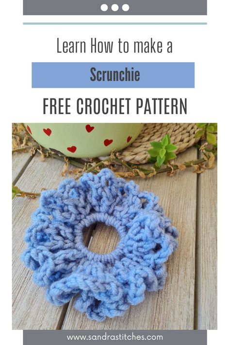 free crochet scrunchie pattern Crochet Hair Scrunchies Free Pattern, Crochet Scrunchie Pattern Free, Scrunchie Pattern, Crochet Scrunchie, Crochet Scrunchies, Ladies Gifts, Scrunchies Diy, Yarn Hats, Crocheted Items