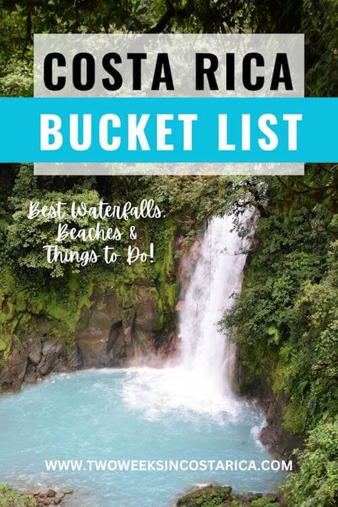 Costa Rica Bucket List: Top 12 Things to Do - Two Weeks in Costa Rica Rio Celeste Costa Rica, Waterfall Costa Rica, Costa Rico, Costa Rica Honeymoon, Costa Rica Travel Guide, Travel Costa Rica, Central America Destinations, Manuel Antonio National Park, Costa Rica Trip