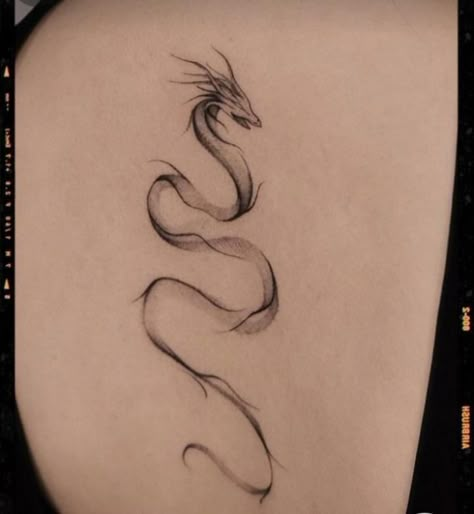 Cool Tattoo Concepts, Flame Spine Tattoo, Dragon Tattoo Easy, Two Dragons Tattoo, Minimal Dragon Tattoo, Abstract Dragon Tattoo, Tattoo Ideas Large, Cool Dragon Tattoos, Low Back Tattoo