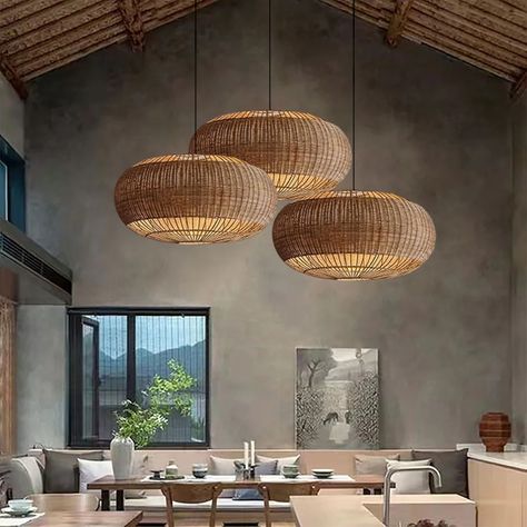 Add a touch of elegance to any space with our exquisite Rattan Chandelier. Inspired by retro Japanese aesthetics and the wabi-sabi style, this rattan light exudes a timeless charm. Available in three sizes (40*28cm, 50*35cm, 60*38cm), our chandelier features a delicate hairdwire design and a convenient plug-in feature for effortless installation. Enhance your ambiance with this stunning piece of artistry.     Material: Rattan  Waterproof: NO  Voltage: 220V-240V, 110V-120V  Maximum Power: 60Watts  Cord Type: 150CM(59") hardwired, 500CM(196") Plug-in  Wire color: Black(Need to change other colors, please note)  Adjustable Hanging Length: Yes  Ceiling Plate: 15CM (5.9")/ 12CM (4.7“), Plug-in without ceiling plate  Lamp Holder: E26*1/E27*1  Dimmable: Yes  Bulb Included: No  Light Type: L Dining Room Pendant Light, Rattan Light, Feather Chandelier, Fabric Chandelier, Sabi Style, Rattan Chandelier, Rope Pendant Light, Retro Japanese, Wabi Sabi Style