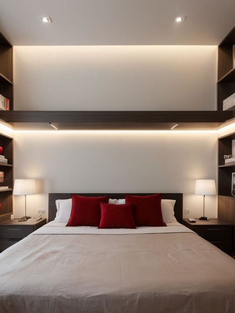 Create a stunning and modern bedroom aesthetic by incorporating red LED lights. Hang them behind your bed or along shelves for a captivating visual effect in your room. Pair them with sleek and minimalistic furniture pieces for a contemporary look. Modern Bedroom Aesthetic, Minimalistic Furniture, Red Led Lights, Minimalist Furniture, Red Led, Bedroom Aesthetic, Furniture Pieces, Home Decorating, Visual Effects