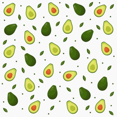 Seamless vector avocado pattern | Premium Vector #Freepik #vector #avocado-pattern #avocado-background #avocado #food-leaf Avocado Background, Avocado Vector, Avocado Food, Avocado Pattern, Avocado Print, Fruit Prints, Premium Vector, Graphic Resources, Seamless Patterns