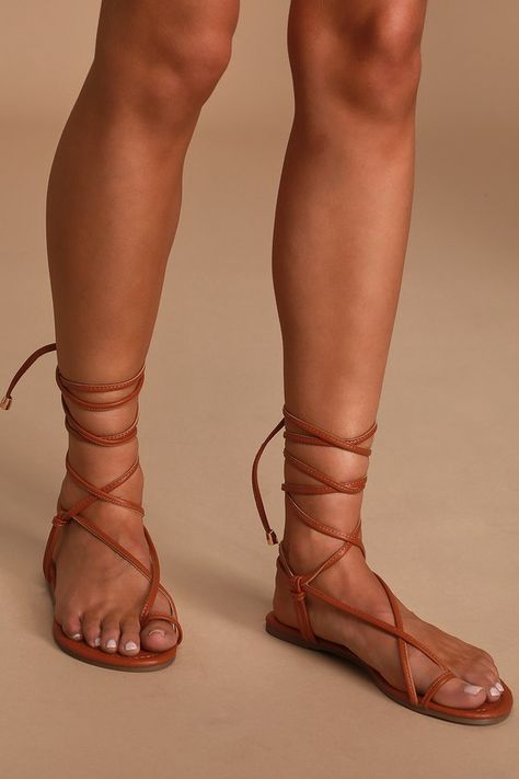 Chic Tan Sandals - Flat Sandals - Lace-Up Sandals #ad #Tan, #affiliate, #Chic, #Sandals, #Lace Diy Goth Clothes, Tie Up Flats, American Eagle Sandals, Tie Up Sandals, Nude Sandals, Chic Sandals, Tan Sandals, Sandals Flat, Sandals Slippers