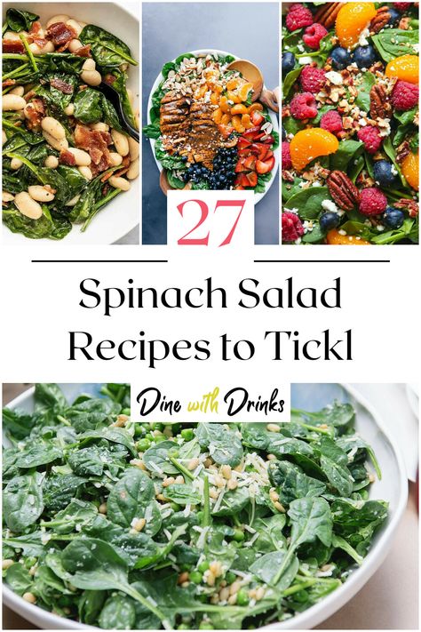 Collage of 4 spinach salad recipes.