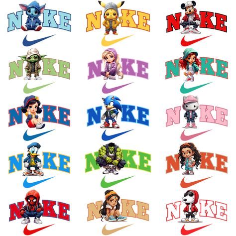 DesignsPacks Dtf Designs, Sublimation Images Nike, Cartoon Graphic Design For Tshirts, Sublimation Designs Free, Nike Tshirt Design Logos, Sporty T-shirt With Cartoon Print For Sports, 90s Character Print T-shirt For Streetwear, Nike Cartoon, Tshirt Printing Business