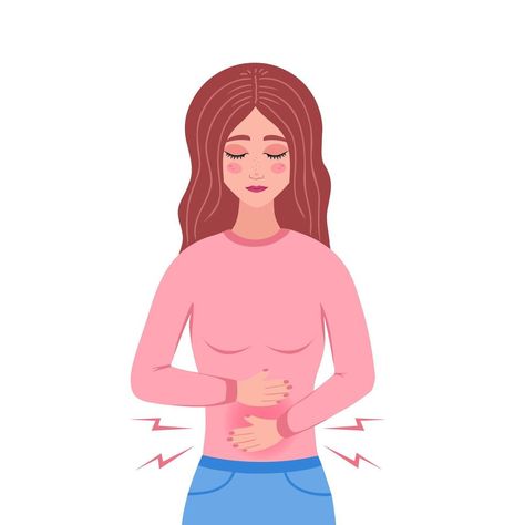 Stomachache Illustration, Illness Illustration, Increase Height Exercise, Period Pain Relief, Vector Girl, Yoga Information, Newborn Feeding, Cramps Relief, Health Podcast