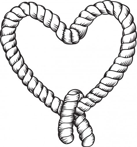 Heart shape rope Premium Vector Rope Tattoo, Rope Drawing, Wedding Knot, Rope Heart, Traditional Tattoo Old School, Key Tattoos, Fairy Tattoo Designs, Western Tattoos, Calligraphy Drawing