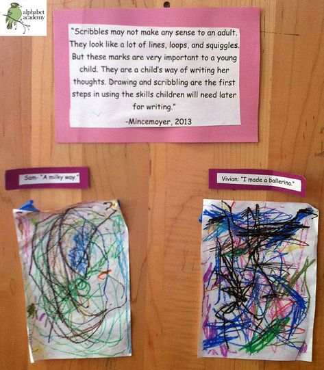 "Scribbles may not make any sense to an adult. They look like a lot of lines, loops, and squiggles. But these marks are very important to a young child. They are a child's way of writing her thoughts. Drawing and scribbling are the first steps in using the skills children will need later for writing." - Mincemoyer, 2013 — Alphabet Academy South Twos http://thealphabetacademy.com #reggio-inspired #scribbles #importance #mincemoyer #twos Reggio Emilia Emotions, Mark Making Reggio Emilia, Reggio Documentation Display, Reggio Crafts, Reggio Inspired Art, Week Of The Young Child, Reggio Documentation, Secondary Ela Classroom, Reggio Emilia Classroom