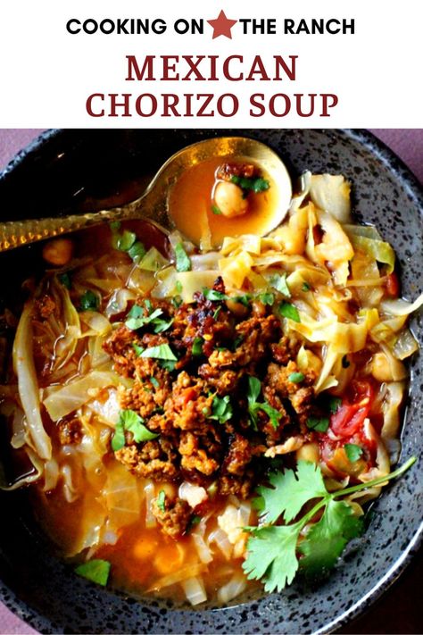 This Chorizo Soup is hearty, filling and perfect for when you need to warm up after a blustery cold day. Sopa Caldosa (Mexican Cabbage Soup) is delightful in flavor in in tangy tomato broth. Low carb and brimming with excitement. Best chorizo soup.