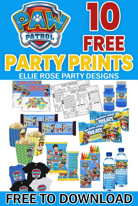 Check out over 50+ FREE Paw Patrol Birthday Party idea printables we have over on our blog. We had included a Free printable library for all to enjoy! Paw Patrol Party Printables Free, Paw Patrol Chip Bag Template Free, Paw Patrol Cricut Ideas Birthday Parties, Paw Patrol Water Bottle Labels Free, Paw Patrol Thank You Tags, Paw Patrol Printables Free Templates, Paw Patrol Characters Printable, Paw Patrol Goody Bag Ideas, Paw Patrol Party Ideas 3rd Birthday