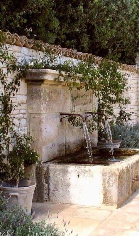 Bird Bath Garden, Outdoor Fountain, Have Inspiration, Water Features In The Garden, Garden Fountain, Mediterranean Garden, Fountains Outdoor, French Garden, Garden Fountains