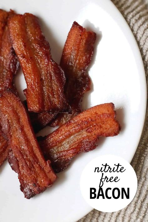 How to Make Bacon | Healthy, No Nitrite Recipe - The Home Intent Nitrate Free Bacon Recipe, Home Made Bacon, Curing Salt, Homemade Bacon, Make Bacon, Homemade Sausage Recipes, Paleo Pork, Meat Processing, How To Make Bacon