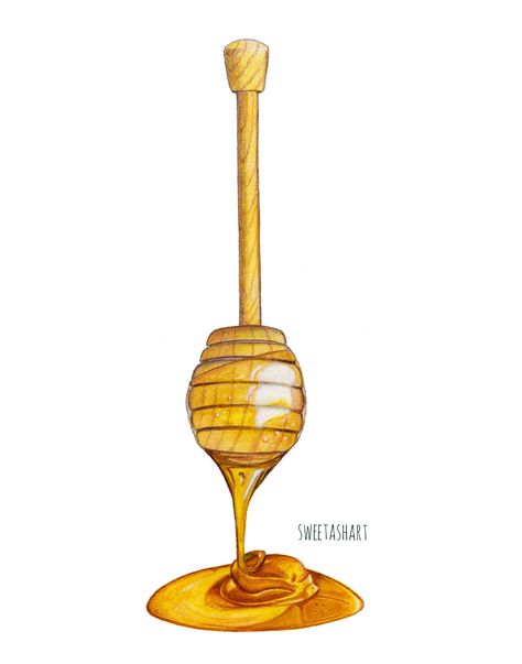 Honey Illustration, Lemon Logo, Kentucky Artists, Painting Cute, Honey Dipper, Nursery Poster, Cover Art Design, Illustrators On Instagram, Food Drawing