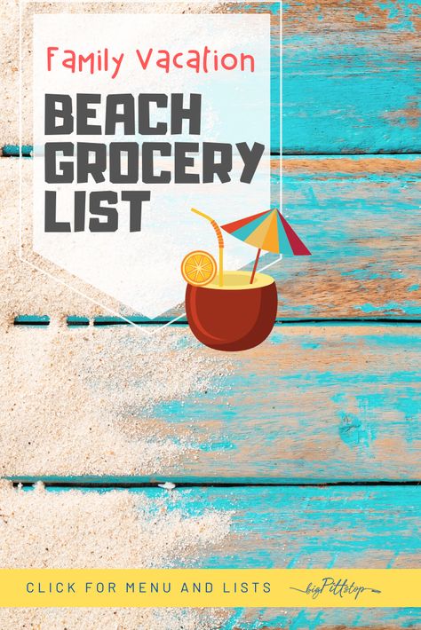 These menus for simple, healthy beach meals are perfect for adults, teens, and toddlers. Save some money on your beach vacation and pack your own food. These tips for grocery ordering and meal planning from bigpittstop blog are perfect for your next family beach vacation. Vacation Meals, Family Beach Trip, Beach Meals, Family Beach, Menu Planning, Grocery List, Grocery Lists, Beach Trip, Meal Plan