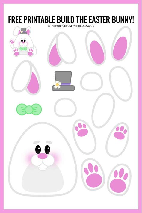 Free Printable Build The Easter Bunny Paper Template Easter Bunny Ears Template, Felt Board Templates, Bunny Ears Template, Easter Templates Printables, Easter Bunny Template, Teacher Aesthetic, Bunny Templates, Easter Templates, Build Projects