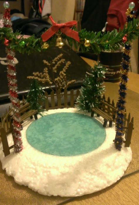 Gingerbread House Ice Skating Rink, Christmas Village Ice Skating Pond Diy, Diy Christmas Town, Diy Christmas Village Accessories, Mountain Display, Diy Christmas Village Displays, Christmas Skating, Christmas Tree Village, Christmas Village Sets