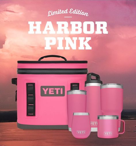 Harbor Pink Coolers and Drinkware | YETI Cooler Gift Ideas, Pink Yeti Cooler, Pink Yeti, Pink Cooler, Cooler Gift, Yeti Cooler, Yeti Cup, I Believe In Pink, Yeti Rambler