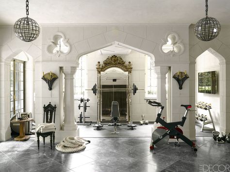 Home Workout Space, Luxury Home Gym, Luxury Gym, San Francisco Design, San Francisco Houses, Industrial Style Lighting, Home Gym Design, Gym Decor, Hamptons House