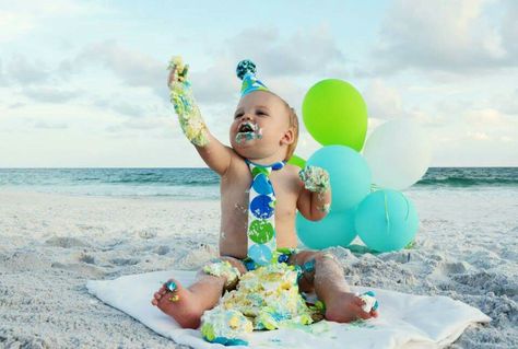 My sons first birthday. Smash cake on the beach First Birthday At The Beach, Beach Cake Smash, Sons First Birthday, Birthday At The Beach, First Birthday Smash Cake, Birthday Smash Cake, Boys First Birthday Party Ideas, 1st Birthday Photoshoot, First Birthday Pictures