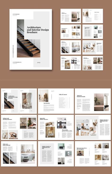 Minimal Architecture & Interior Design Brochure Template for Adobe InDesign Interior Catalog Design, Architecture Indesign, Event Planner Portfolio, Portfolio Template Free Download, Simple Portfolio Website, Minimal Brochure Design, Architecture Report, Ux Portfolio Website, Architectural Brochure