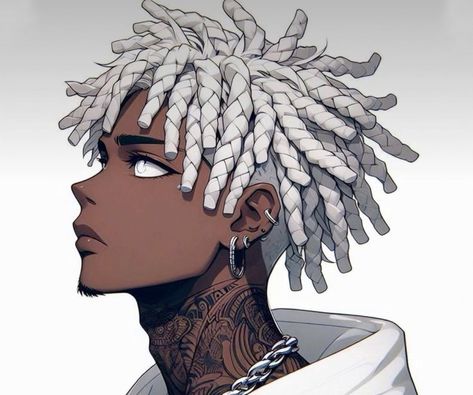 Cartoon Head Design, Anime Black Male, Afro Art Men, Black Anime Characters Male, Black Male Oc Art, Neji Cosplay, Black Male Drawing, Anime Character Design Male, Black Anime Oc