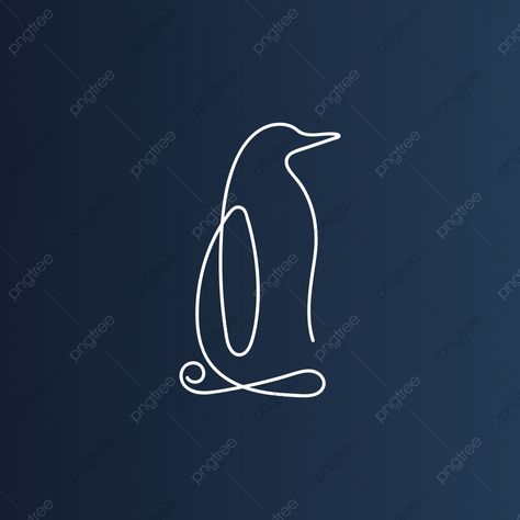 Penguin Line Drawing, Fine Line Penguin Tattoo, Simple Penguin Tattoo, Penguin Tattoos, Minimalist One Line Art, Drawing Transparent, Penguin Tattoo, Penguin Drawing, Drawing Minimalist