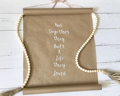 DIY Scroll Wall Hanging Diy Scroll, Paper Scrolls, Calligraphy Projects, Holiday Homework, Cardboard Rolls, Farmhouse Look, Paper Wall Hanging, Iphone Wallpaper Images, Wall Hanging Diy