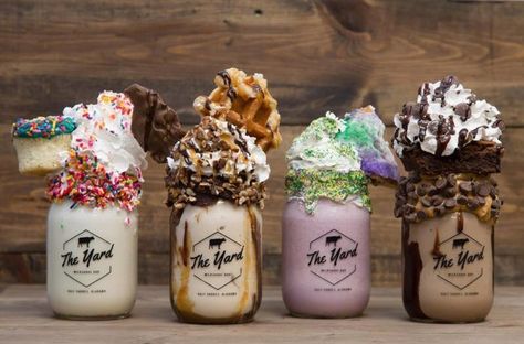 The Yard is the place to go for "crazy specialty milkshakes." The Yard Milkshake Bar, The Yard Milkshake, Milkshake Bar, Orange Beach Alabama, Types Of Desserts, Gulf Shores Alabama, Edible Cookies, Milkshake Recipes, Burger And Fries